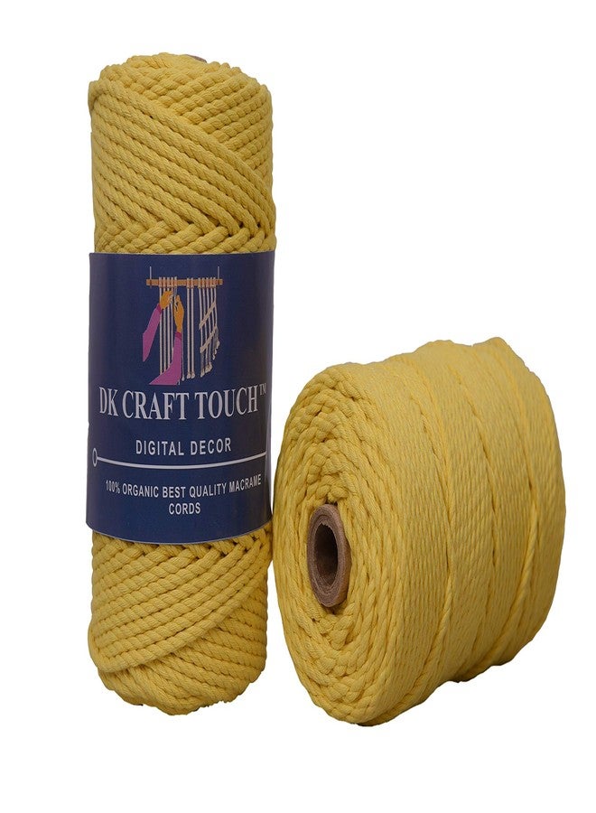DK Craft Touch خيط قطني ملتوي من دي كي كرافت تاتش 5 مم (50 متر) لأعمال الحرف اليدوية، حبال تعليق النباتات (أصفر ليموني) - Image 1